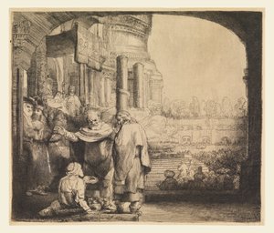 Pierre et Jean à la porte du Temple - Rembrandt van Rijn