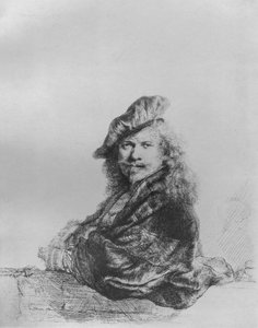 Rembrandt appuyé sur un rebord de pierre, 1639