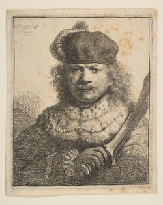 Rembrandt avec sabre levé, 1634 - Rembrandt van Rijn