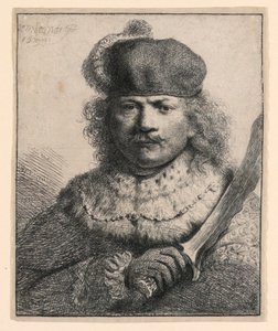 Rembrandt avec sabre levé
