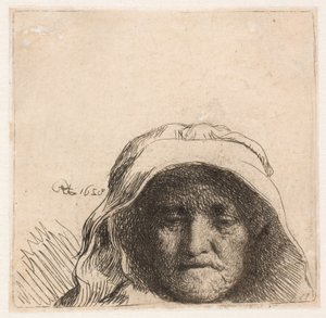 La mère de Rembrandt : tête seule, de face - Rembrandt van Rijn