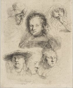 Femme de Rembrandt et cinq autres têtes