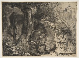 Saint François sous un arbre, priant - Rembrandt van Rijn