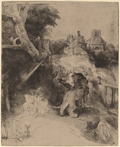Saint Jérôme lisant dans un paysage italien