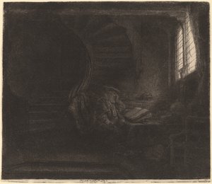Saint Jérôme dans une chambre sombre - Rembrandt van Rijn