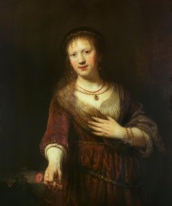 Saskia avec la fleur rouge