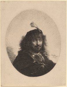 Autoportrait (?) avec Chapeau à Plumes et Sabre Baissé