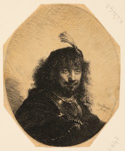 Autoportrait (?) avec chapeau à plumes et sabre abaissé