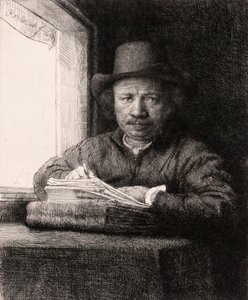 Autoportrait dessinant à une fenêtre par Rembrandt van Rijn - Rembrandt van Rijn