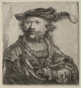 Autoportrait en bonnet de velours avec plume