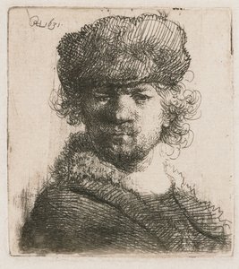 Autoportrait avec une lourde toque en fourrure