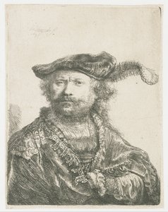Autoportrait avec un bonnet de velours et une plume
