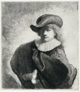 Autoportrait avec un chapeau mou et une cape brodée, 1631 - Rembrandt van Rijn