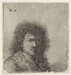 Autoportrait avec cheveux touffus : buste - Rembrandt van Rijn