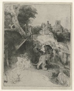 Saint Jérôme lisant dans un paysage italien