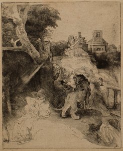 Saint Jérôme lisant dans un paysage italien