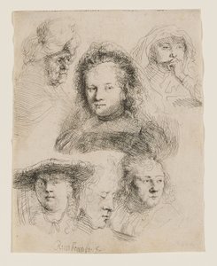 Études de la tête de Saskia et autres - Rembrandt van Rijn