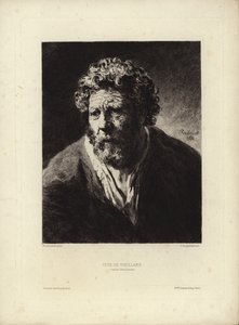 Tête de vieillard par Rembrandt Harmenszoon van Rijn. Gravé par Jules Jacquemart, 1877