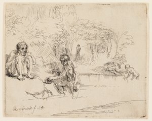 Les Baigneurs - Rembrandt van Rijn