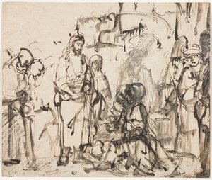 La rencontre du Christ avec Marthe et Marie après la mort de Lazare - Rembrandt van Rijn