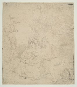 Le repos pendant la fuite en Égypte (légèrement gravé)