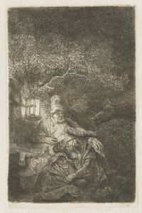 Le repos pendant la fuite en Égypte : une scène nocturne - Rembrandt van Rijn