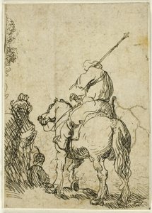Soldat turbané à cheval - Rembrandt van Rijn