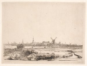 Vue vers Amsterdam - Rembrandt van Rijn