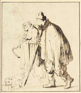 Couple vagabond avec un chien - Rembrandt van Rijn