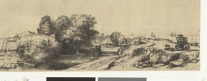 Vue du Diemerdijk avec un laitier et des cottages - Rembrandt van Rijn