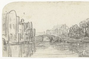 Vue du Nieuwezijds Voorburgwal - Rembrandt van Rijn