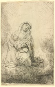 Vierge et Enfant dans les nuages - Rembrandt van Rijn