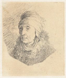 Femme portant une coiffe haute enroulée autour du menton : buste - Rembrandt van Rijn
