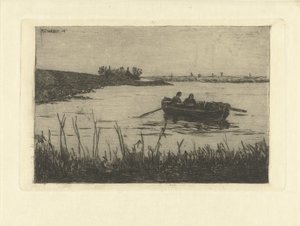 Barque avec deux personnages sur la Zaan