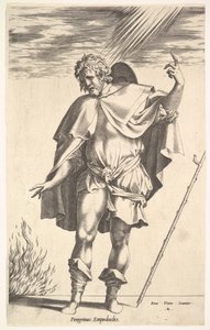 Empédocle, debout de face avec la tête tournée de trois quarts, dirigeant..., vers 1545-63 - Rene Boyvin