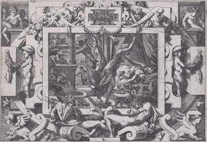 Pelias tué par ses filles Dont par pitié elles prennent courage son sang vider par v..., 1563