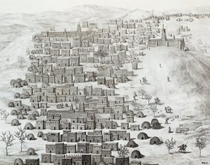 Vue de la ville de Tombouctou, Mali, gravure tirée de Voyages à travers l