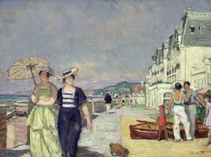 Femmes élégantes sur le front de mer à Cabourg, c.1929