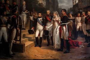 Napoléon reçoit la reine de Prusse à Tilsitt