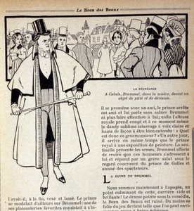 Représentation de George Bryan Brummel (1778 - 1840), le roi des dandys, en exil à Calais. Illustration de René Vincent. 19e siècle - Rene Vincent
