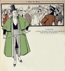 Représentation de George Bryan Brummel, connu sous le nom de Beau Brummel (1778 - 1840), roi des dandys : ce dernier est en exil à Calais. Illustration de René Vincent - Rene Vincent
