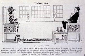 Représentation de George Bryan Brummel connu sous le nom de Beau Brummel (1778 - 1840), le roi des dandys. Illustration de René Vincent. 19ème siècle - Rene Vincent