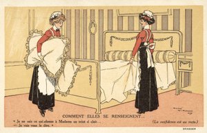 Deux servantes changeant les draps