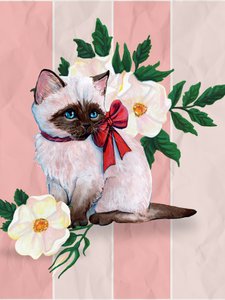 Charmant chaton au nœud rouge