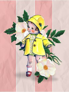 Poupée vintage avec des fleurs