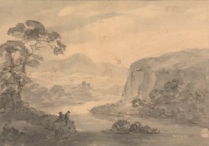 Paysage montagneux avec deux figures surplombant un lac - Rev. William Gilpin