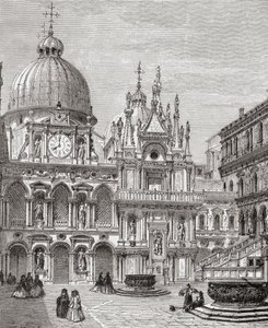 Cour de Palais des Doges, Venise, Italie à la fin du 19e siècle. De Images italiennes par le Rév. Samuel Manning, publié vers 1890. - Reverend Samuel Manning