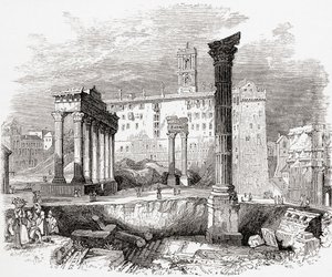 Dans le Forum, en direction du Capitole, Rome, Italie à la fin du XIXe siècle. Tiré de 