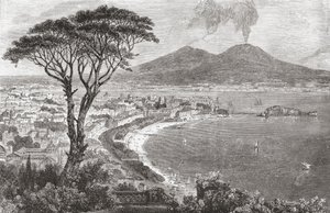 Naples et le mont Vésuve, Italie à la fin du XIXe siècle. De 