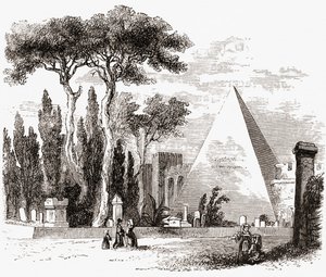 Le cimetière protestant et la pyramide de Cestius, Rome, Italie à la fin du XIXe siècle. De Italian Pictures par Rev. Samuel Manning, publié c.1890. - Reverend Samuel Manning
